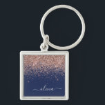 Porte-clés Rose bleu marine Gold Blush Pink Parties scintilla<br><div class="desc">Rose Gold - Blush Pink et Navy Blue Sparkle Parties scintillant Script Monogramme Nom Clés (Porte - clé). Cela rend le cadeau parfait pour 16 ans,  mariage,  douche nuptiale,  anniversaire,  baby shower ou bachelorette pour quelqu'un qui aime le luxe glam et les styles chic.</div>
