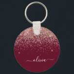 Porte-clés Rose Bourgogne Gold Blush Pink Parties scintillant<br><div class="desc">Burgundy et or Rose - Blush Pink Sparkle Parties scintillant Script Monogramme Nom Clés (Porte - clé). Cela rend le cadeau parfait pour 16 ans,  mariage,  douche nuptiale,  anniversaire,  baby shower ou bachelorette pour quelqu'un qui aime le luxe glam et les styles chic.</div>