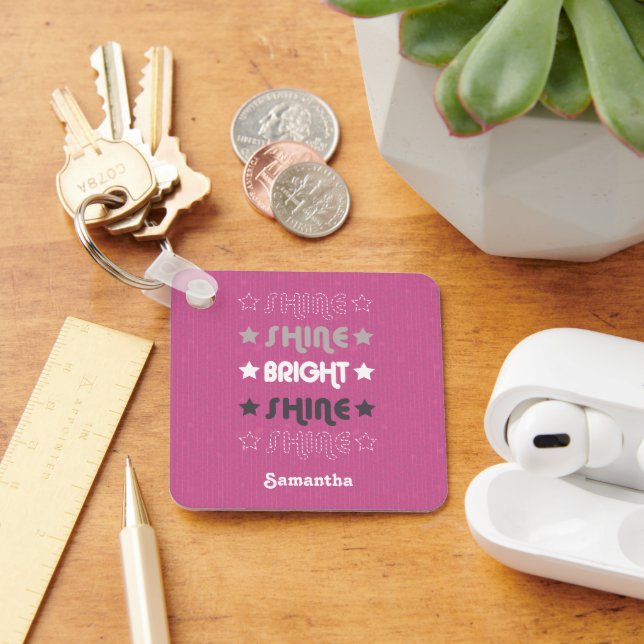 Porte-clés Rose brillant. Brille. Lumineux. Brille. Brille. (Bureau)