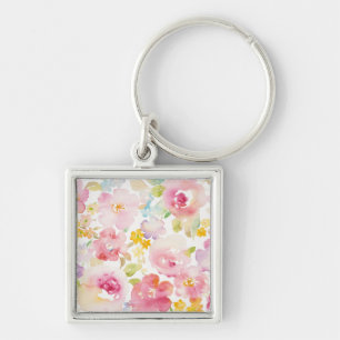 Porte-clés Rose d'aquarelle du milieu de l'été floral