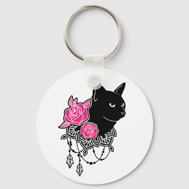 Porte-clés Rose de chat noir activé (Recto)