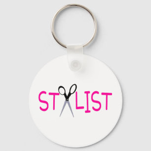 Porte-clés Rose de coiffeur avec des ciseaux