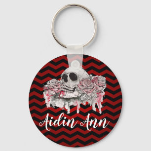 Porte-clés Rose de crâne Porte - clé personnalisé Gothic Chev