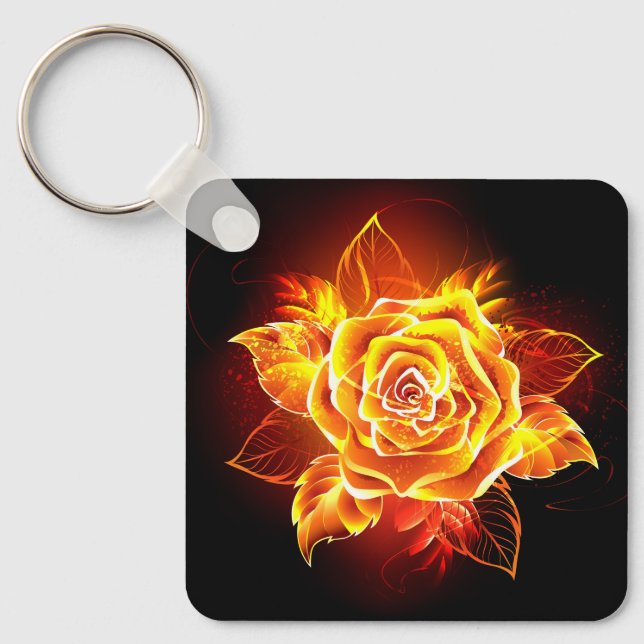 Porte-clés Rose de feu en fleurs (Recto)