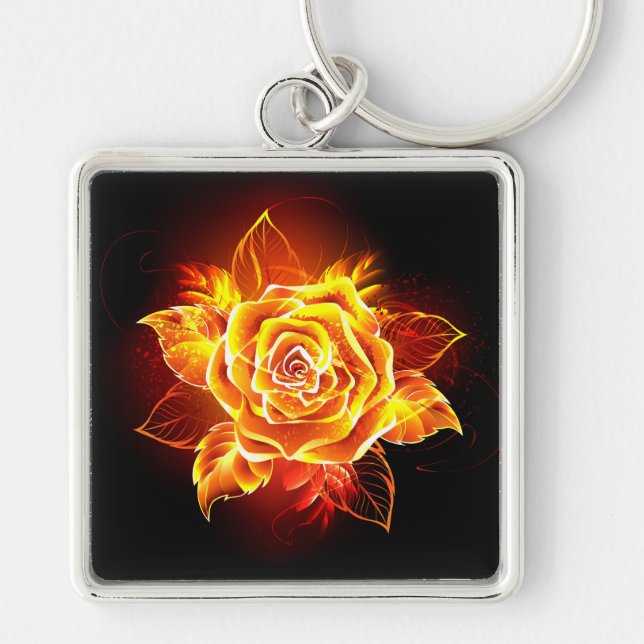 Porte-clés Rose de feu en fleurs (Devant)