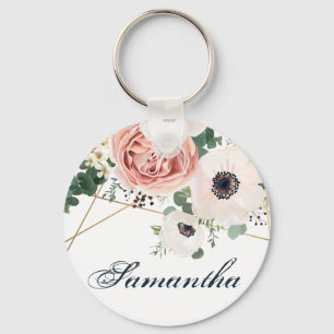 Porte-clés Rose de jardin géométrique Porte - clé personnalis