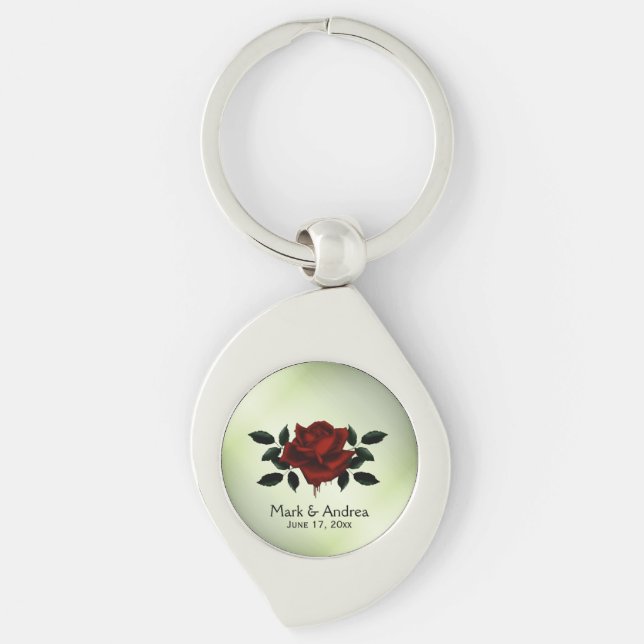 Porte-clés Rose de sang Goth Soirée de mariage Cadeau Vert (Devant)