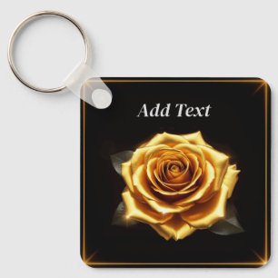 Porte-clés Rose dorée aux bordures lumineuses