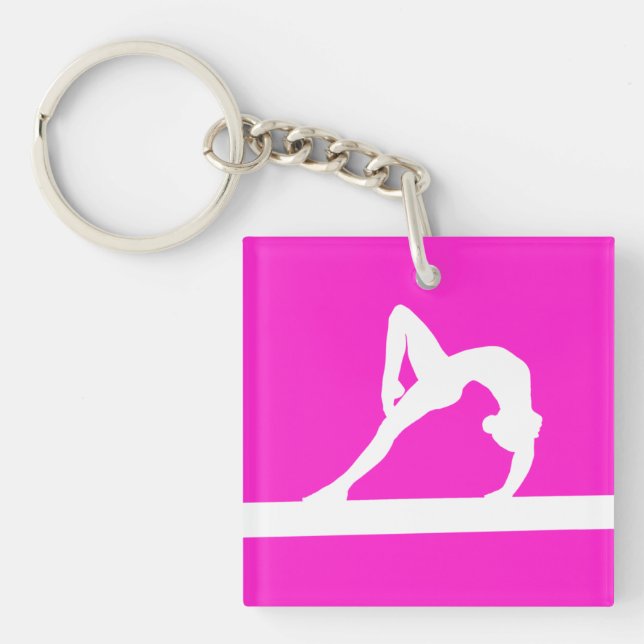 Porte-clés Rose du porte - clé w/Name de gymnaste (Devant)