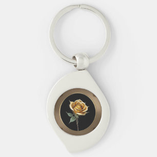 Porte-clés Rose Élégante avec Cadre Décoratif Orné