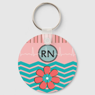 Porte-clés Rose et bleu de motif de RN Chevron