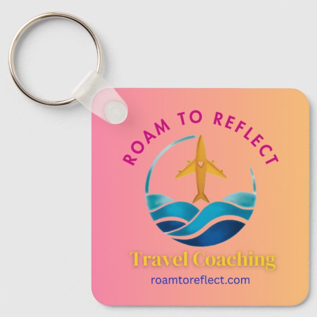 Porte-clés Rose et Jaune 'Se promener pour réfléch (Recto)