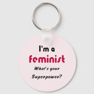 Porte-clés Rose féministe de citation de super pouvoir