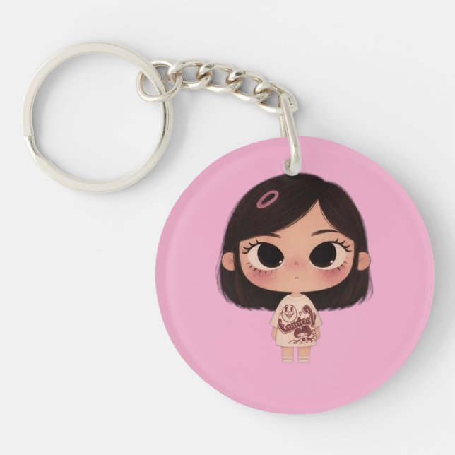 Porte-clés rose fille anime mignonne Kawaii pour s (Devant)
