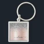 Porte-clés Rose Gold<br><div class="desc">Or rose - Blush Pink and Silver Faux Foil Metallic Sparkle Parties scintillant Brossé Métal Monogramme Nom Clés (Porte - clé). Cela rend le cadeau parfait pour 16 ans, mariage, douche nuptiale, anniversaire, baby shower ou bachelorette pour quelqu'un qui aime le luxe glam et les styles chic.</div>