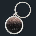 Porte-clés Rose Gold Blush Pink Parties scintillant Script Mo<br><div class="desc">Rose Gold - Blush Pink and Black Sparkle Parties scintillant Script Monogramme Nom Clés (Porte - clé). Cela rend le cadeau parfait pour 16 ans,  mariage,  douche nuptiale,  anniversaire,  baby shower ou bachelorette pour quelqu'un qui aime le luxe glam et les styles chic.</div>
