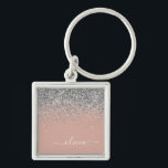 Porte-clés Rose Gold Blush rose Parties scintillant argent Mo<br><div class="desc">Rose Gold - Blush Pink and Silver Sparkle Parties scintillant Script Monogramme Nom Clés (Porte - clé). Cela rend le cadeau parfait pour 16 ans,  mariage,  douche nuptiale,  anniversaire,  baby shower ou bachelorette pour quelqu'un qui aime le luxe glam et les styles chic.</div>