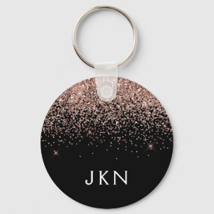 Porte-clés Rose Gold Blush rose Parties scintillant noire Mon