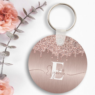 Porte-clés Rose Gold brossé Parties scintillant de de métal