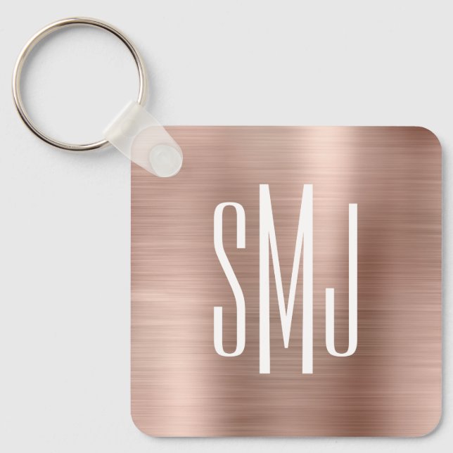 Porte-clés Rose Gold Foil trois lettres Monogramme (Recto)