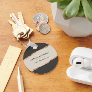 Porte-clés Rose gold glitter black modern elegant budget