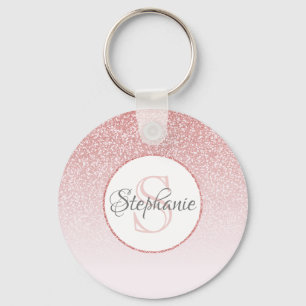 Porte-clés Rose Gold Glitter Blush Pink Ombre Personalized