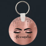 Porte-clés Rose Gold Glitter Sparkle Eyelashes Monogram<br><div class="desc">Rose Gold Faux Foil Parties scintillant à étincelles métalliques brossé Monogramme en métal Nom et cils initiaux (cils), Extensions Eyelash et Yeux Porte - clé rose. Le design fait le cadeau parfait pour 16 ans, mariage, douche nuptiale, anniversaire, baby shower ou bachelorette pour quelqu'un qui recherche un style cool tendance....</div>