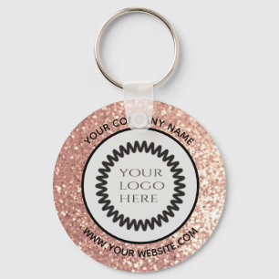 Porte-clés Rose gold Glittery custom company logo keychain