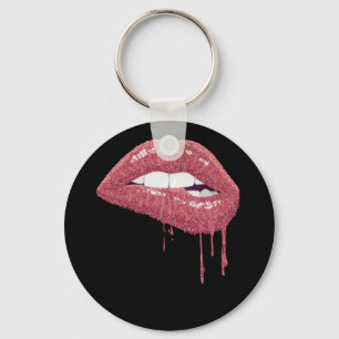 Porte-clés Rose Gold Lipstick Kiss Hot 80s Drip Lips 1980