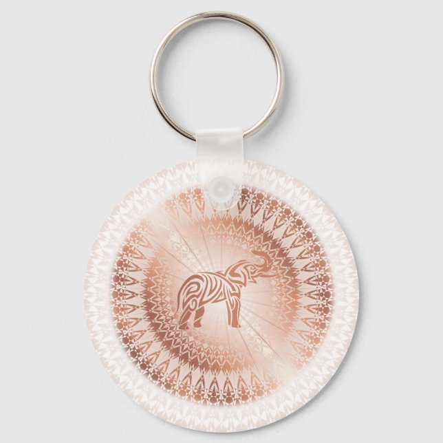 Porte-clés Rose Gold Mandala Elephant (Recto)