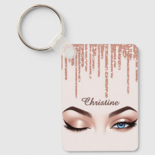Porte-clés Rose Gold Pailleté Dégoulinant Avec Maquillage Des