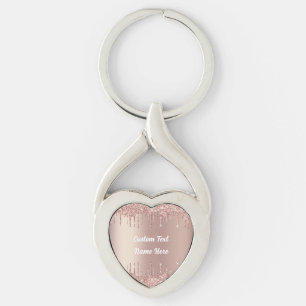Porte-clés Rose Gold Parties scintillant personnalisée Nom du