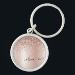 Porte-clés Rose Gold - Parties scintillant rose pâle Nom du m<br><div class="desc">Rose Gold - Blush Pink Faux Foil Metallic Sparkle Glitter Brushed Metal Monogram Name Keychains (Key Chain) with cursive heart. This makes the perfect sweet 16 birthday,  wedding,  bridal shower,  anniversary,  baby shower or bachelorette party gift for someone that loves glam luxury and chic styles.</div>