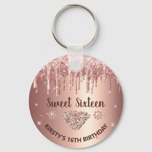 Porte-clés Rose Gold qui dégouline de Glitter & Sweet 16 Diam