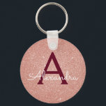 Porte-clés Rose Gold Rose Bourgogne Paillettes & Monogramme s<br><div class="desc">Blush Rose Gold et Bourgogne Faux Paillettes et Élégant Porte-clés scintillant. Ces porte-clés peuvent être personnalisés pour inclure votre initiale et prénom et sont un parfait cadeau pour une fête de mariage,  une soirée d'enterrement de vie de jeune fille ou un anniversaire.</div>