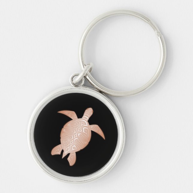 Porte-clés Rose Gold Sea Turtle Black Background (Devant)