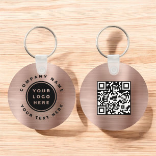 Porte-clés Rose Gold Your Business Logo QR Code Entreprise