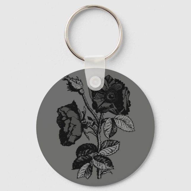 Porte-clés Rose gothique noire antique (Recto)