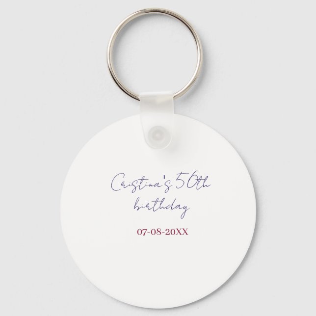 Porte-clés rose gras 50 anniversaire anniversaire ajouter nom (Recto)