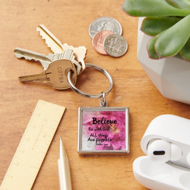 Porte-clés Rose Inspirante avec Écriture (Bureau)