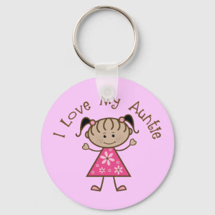 Porte-clés Rose J'Aime Ma Tante Cadeau