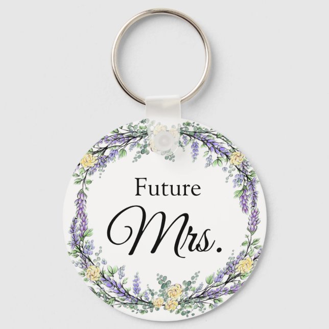 Porte-clés Rose jaune lavande et Eucalyptus (Recto)