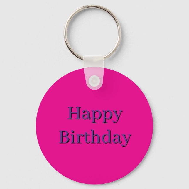 Porte-clés rose - Joyeux Anniversaire (Recto)