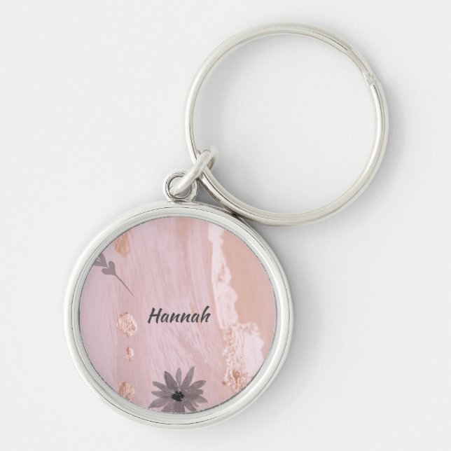 Porte-clés Rose moderne Gold Floral Button Porte - clé (Devant)