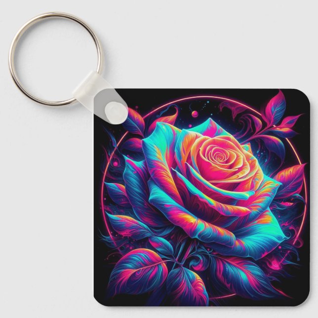 Porte-clés Rose Néon Vibrant (Recto)