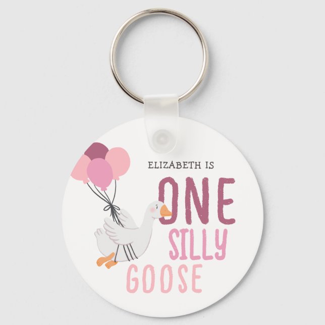 Porte-clés Rose One Silly Goose 1er anniversaire (Recto)