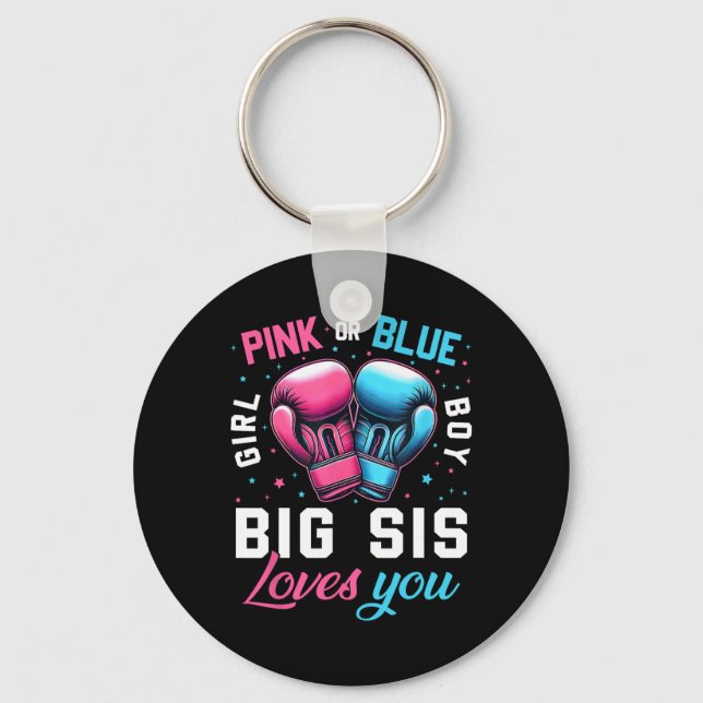 Porte-clés Rose Ou Bleu Big Sis Aime Vous Boxer Genre Revea (Recto)
