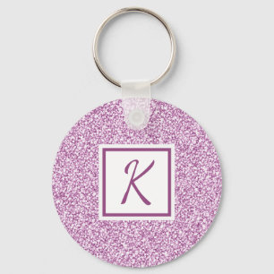 Porte-clés Rose pailleté personnalisé avec monogramme