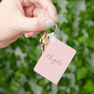 Porte-clés Rose Pâle avec Ensemble de Nom ou Monogramme Sombr