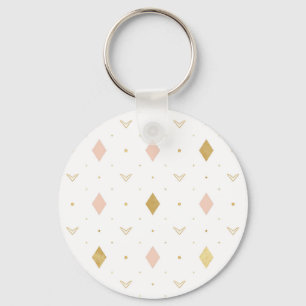 Porte-clés Rose Pâle Or Motif Géométrique